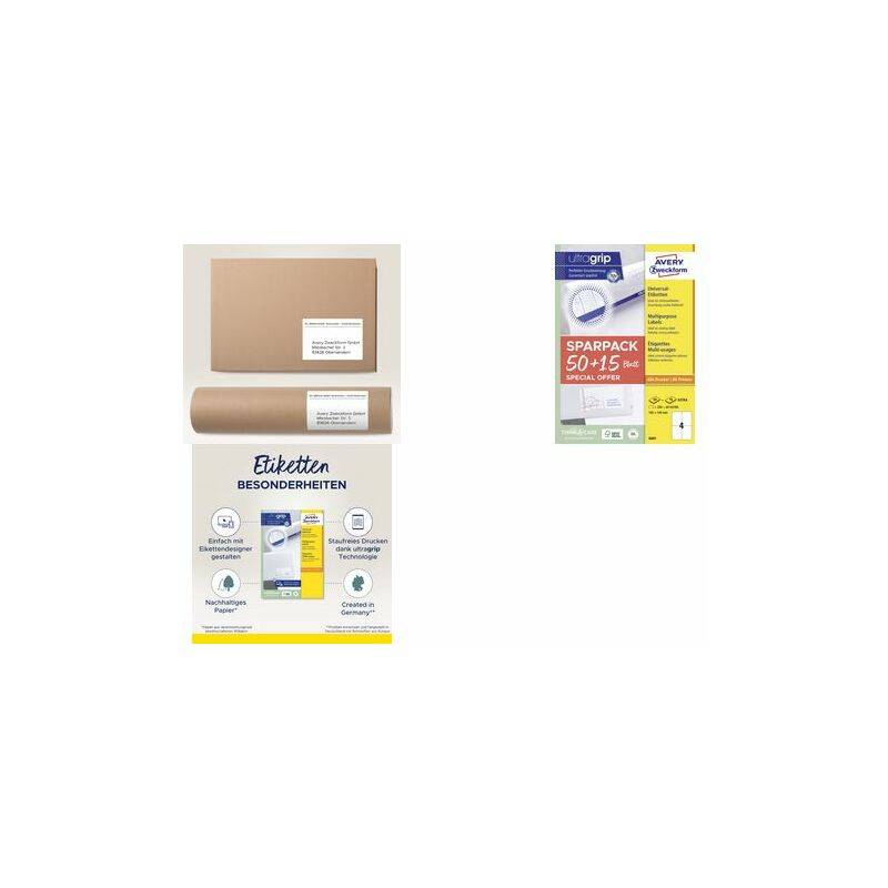 AVERY Zweckform Universal-Etiketten, 97 x 42,3 mm, 50+15 Bl