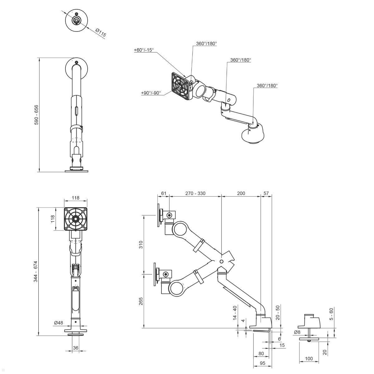 Dataflex Viewgo pro HD Monitorhalterung bis 49Zoll Monitore(48.820), weiß