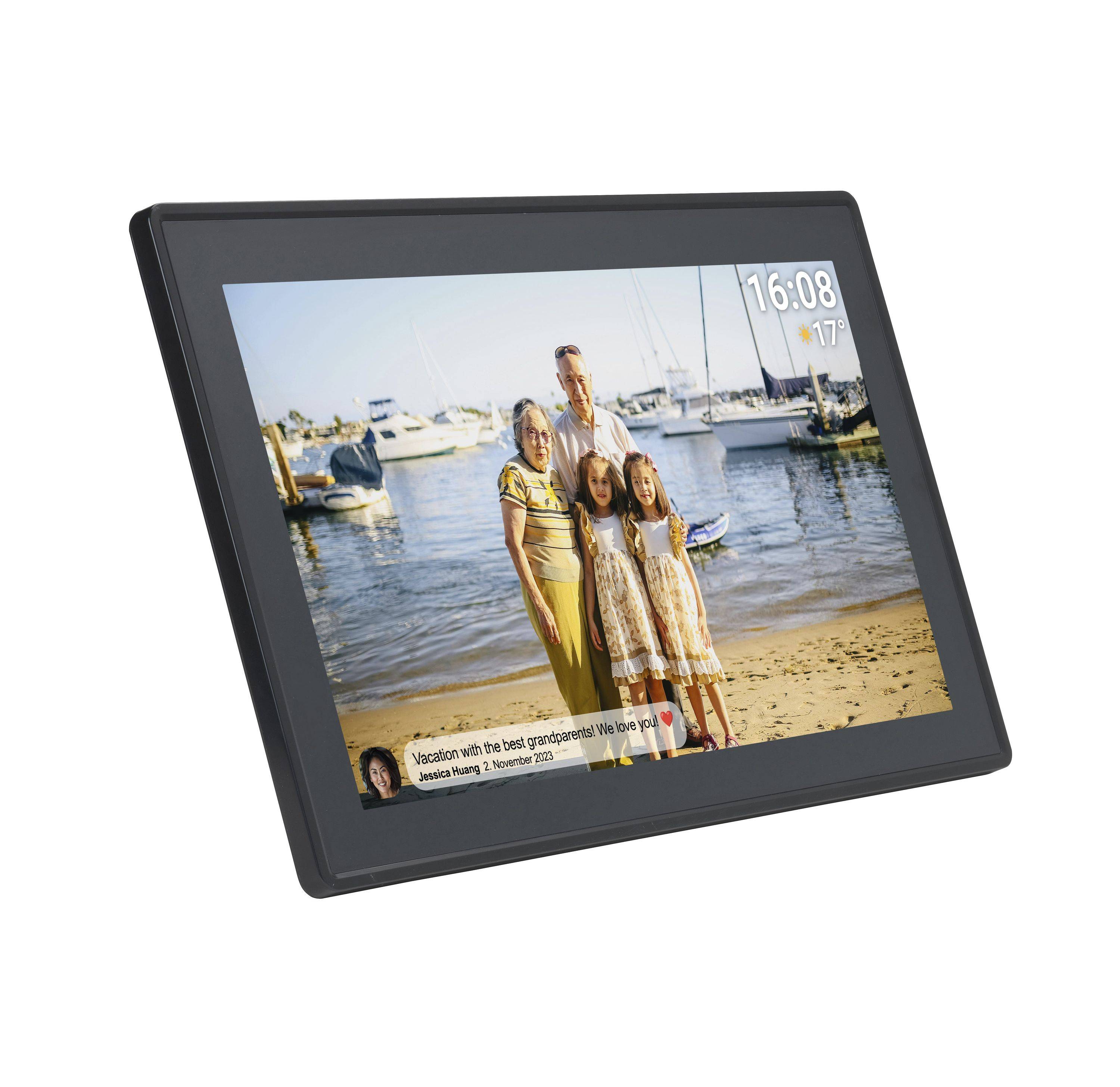 Denver PFF-1515B Schwarz - 15,6" Fotorahmen mit IPS-Touchscreen, WLAN, 16 GB Speicher, MicroSD, FRAMEO, Wi-Fi