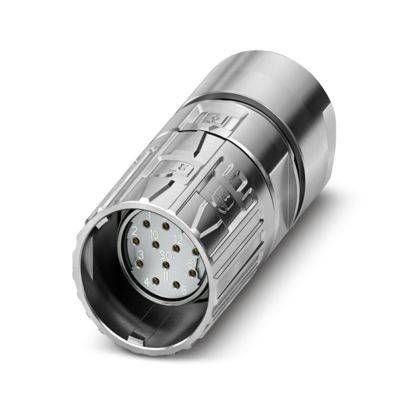 Ein metallischer zylindrischer Stecker mit mehreren Stiften, die in einem kreisförmigen Muster angeordnet sind und für sichere elektrische Verbindungen entwickelt wurden.