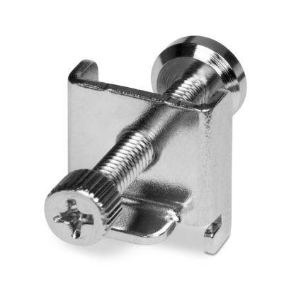 Eine Metallflügelschraube mit quadratischer Mutter, die häufig in Computer-Gehäusen zum manuellen Befestigen von Komponenten ohne Werkzeug verwendet wird.