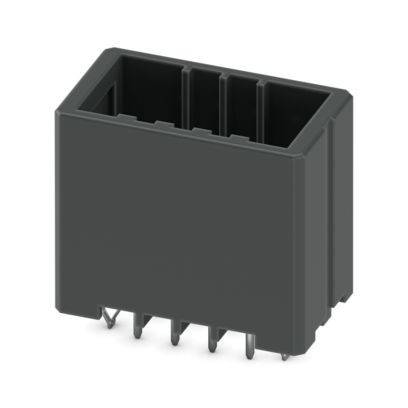 Ein schwarzer, rechteckiger elektronischer Steckverbinder mit mehreren Stiftlöchern zur Verbindung von Schaltkreisen oder Geräten.