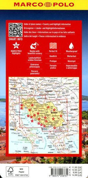 MARCO POLO Reisekarte Kroatien, Serbien, Bosnien und Herzegowina 1:650.000
