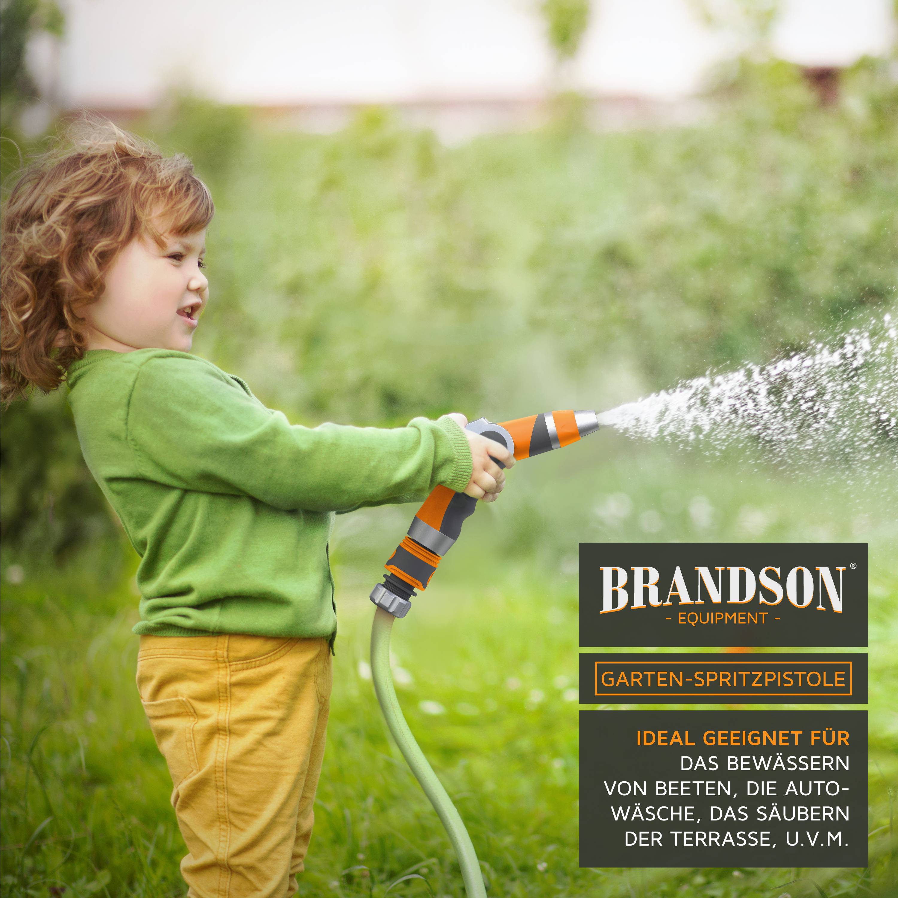 Brandson Gartenbrause, Garten Handbrause für Gartenschlauch, Spritzpistole, robuste Bauweise, Schieberegler, regelbar