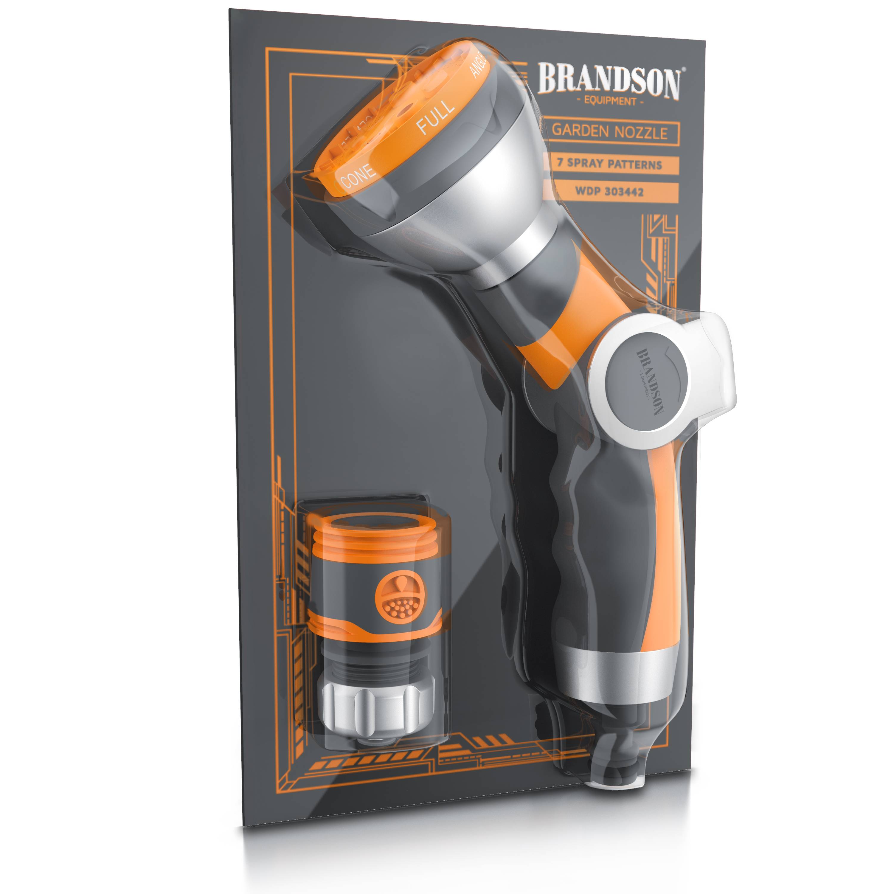 Brandson Gartenbrause 7 Sprühprofile - Garten Handbrause für Gartenschlauch - Pistolengriff mit Halteclip - 1-8 bar