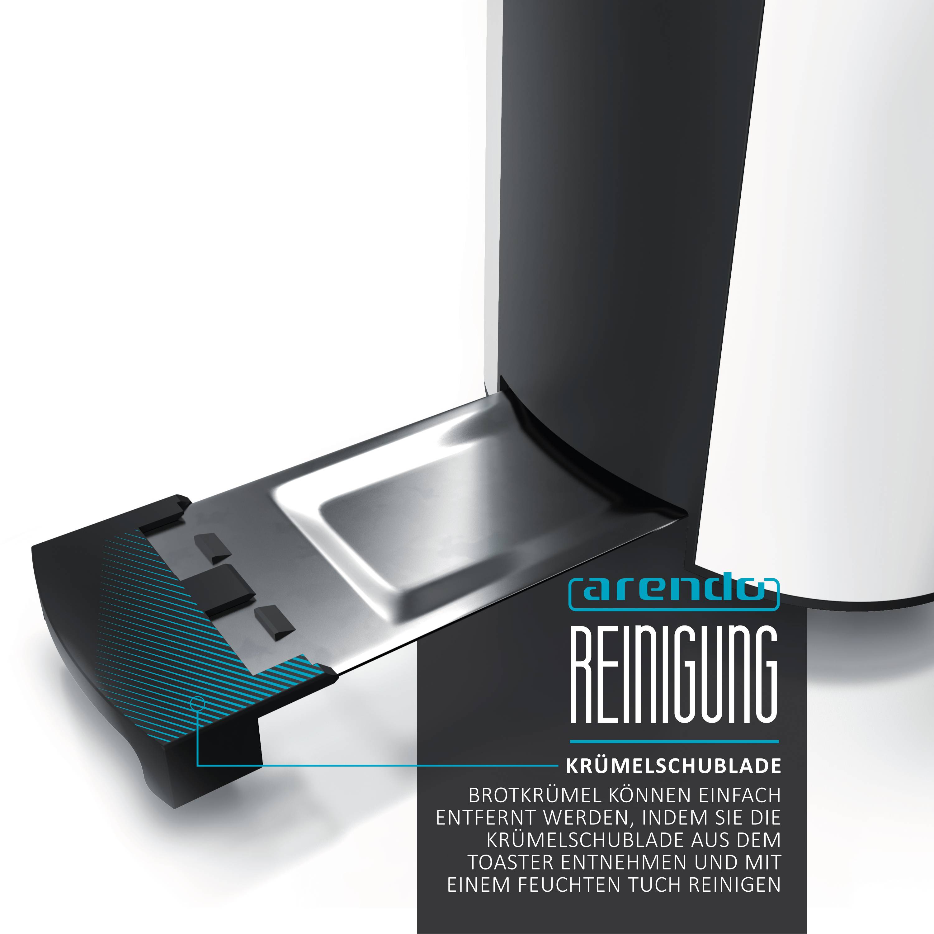 Arendo Automatik Langschlitz Toaster mit Brötchenaufsatz, Familientoaster für 4 Scheiben, Display, Auftaufunktion, Weiß