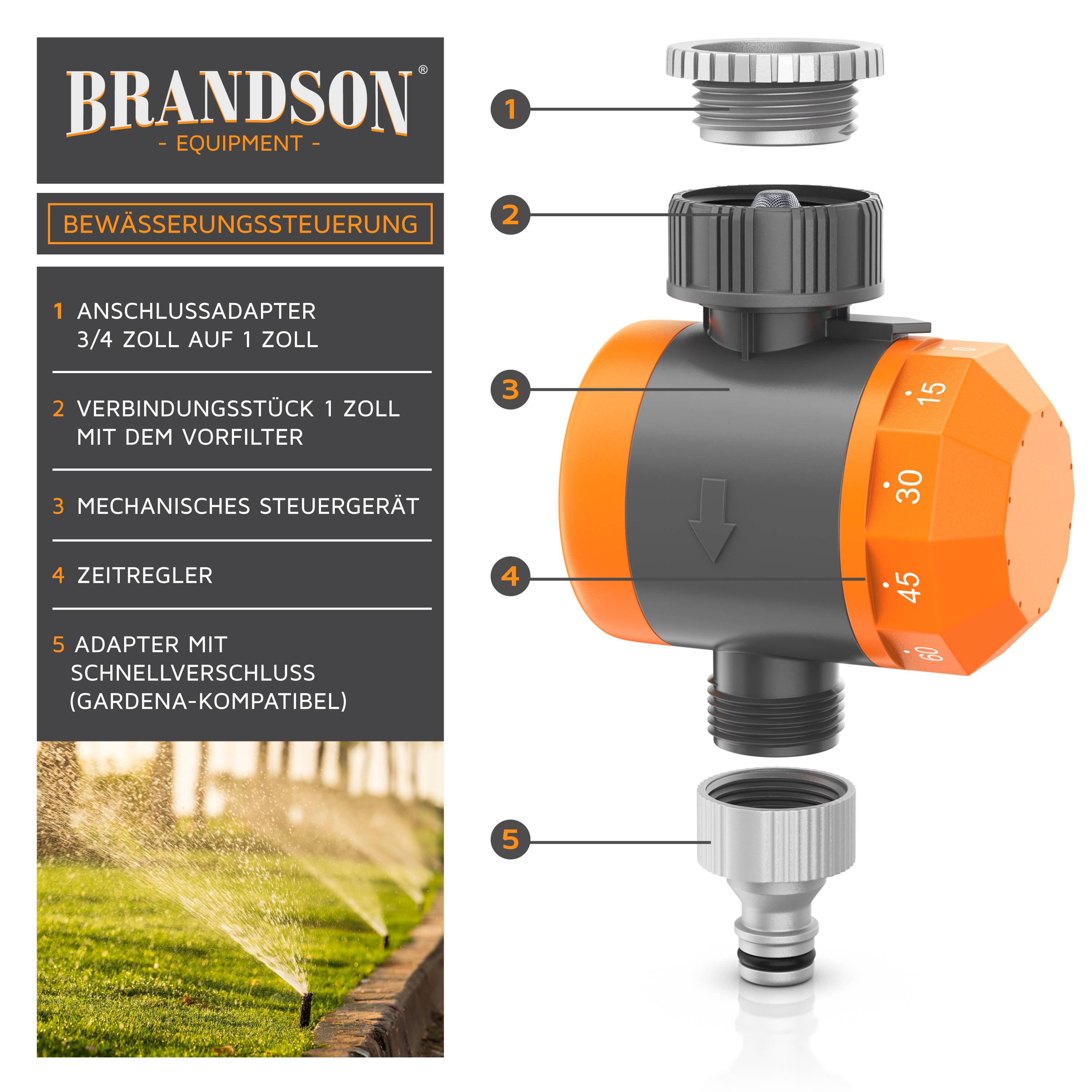 Brandson Bewässerungsuhr - Wasserzeitschaltuhr - Bewässerungssteuerung - Bewässerungssystem - einfache manuelle