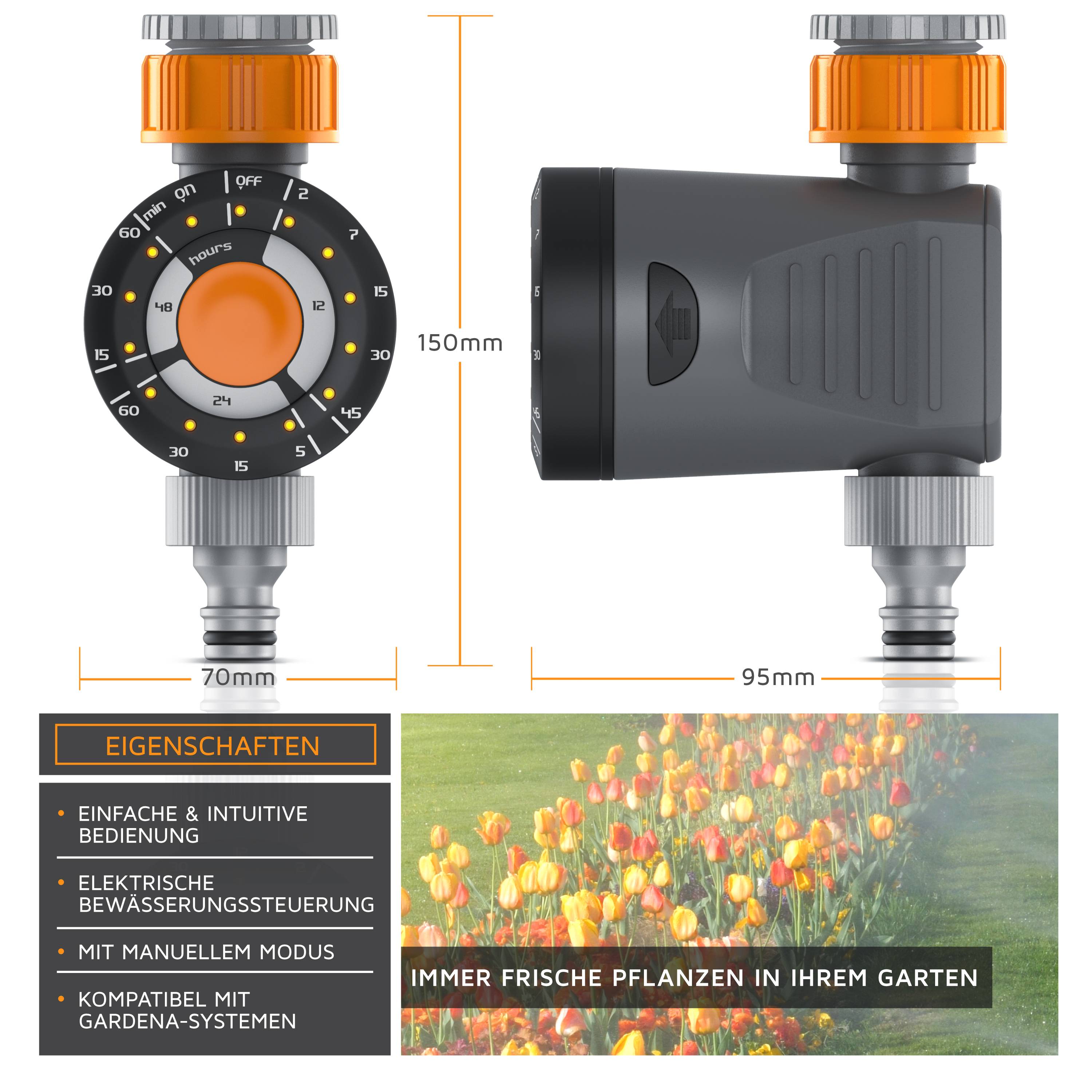 Brandson Bewässerungscomputer - Bewässerungssteuerung - elektrisch - Bewässerungsprogramm - Dauer - Zyklus - Delay