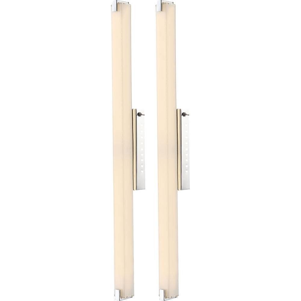 LED Wandleuchte Stab Spiegelleuchte Chrom Wandlampe Glas satiniert, mit Kippschalter, 1x 22,5W 1760Lm warmweiß, L 79 cm, 2er Set