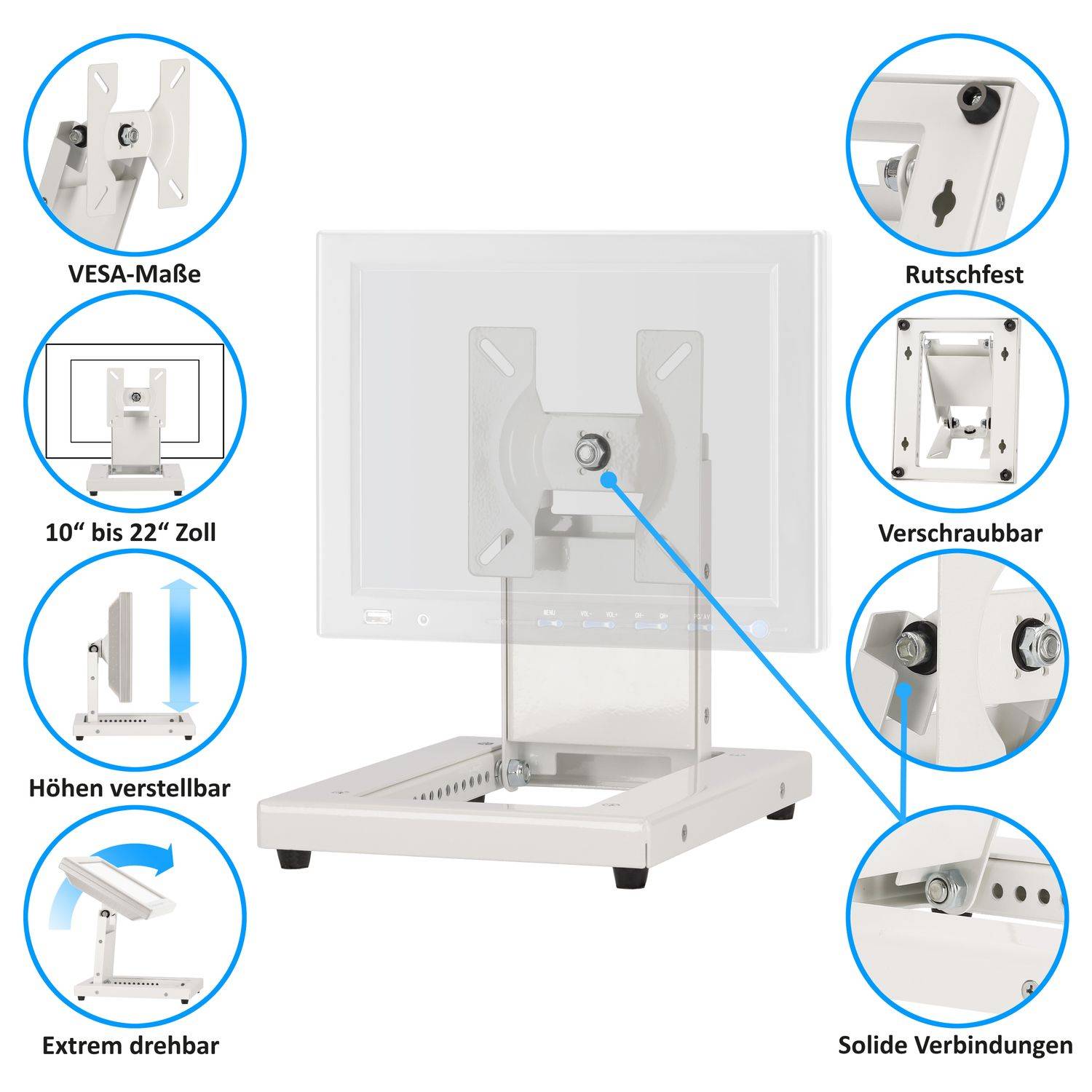 VSG24 Standfeste Halterung EXTREME | Vollmetall Touchscreens POS oder PC Monitore VSG-92006