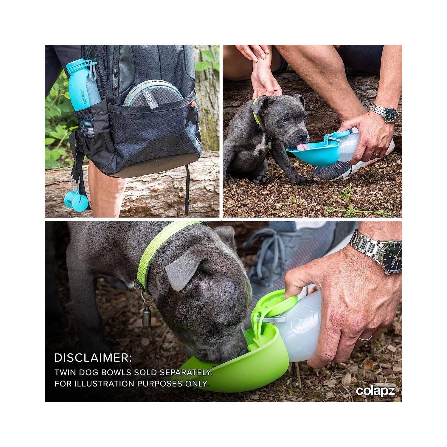 Colapz Wasserflasche und Futter Set für Hunde - 570ml - Colapz Grün