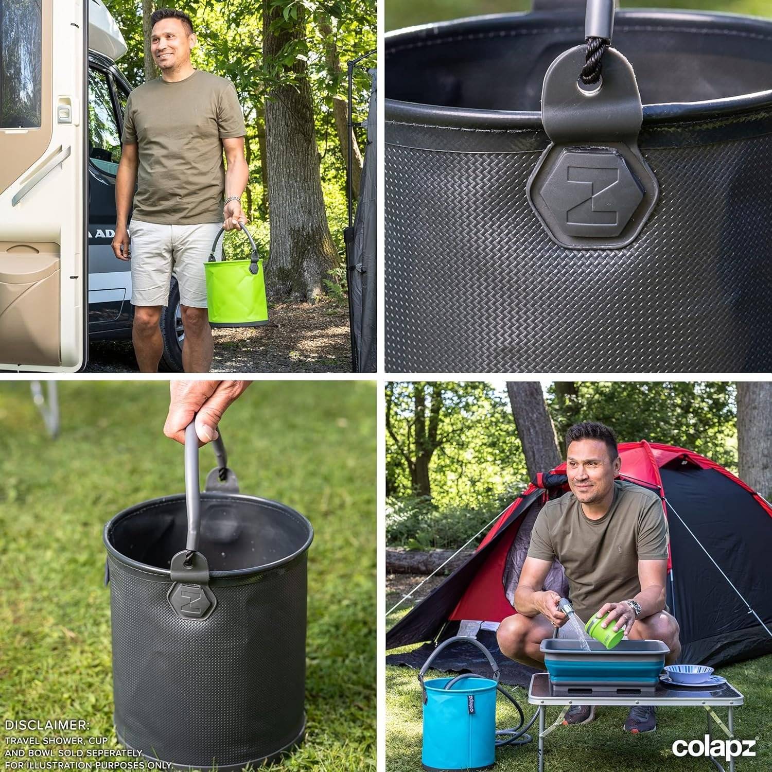 9L Grau Falteimer - Camping Falteimer mit Griff - Campingzubehör Faltbarer Wasserträger