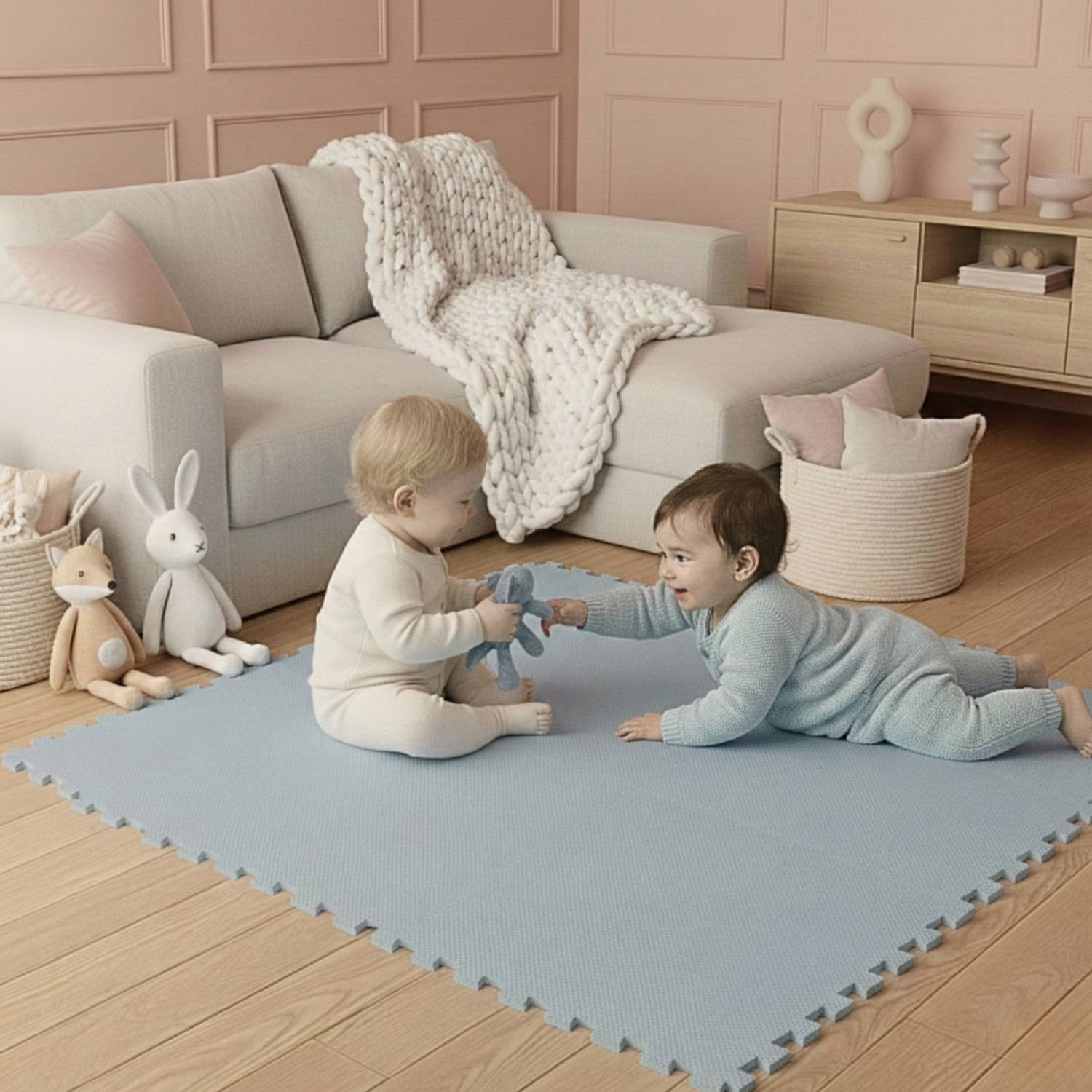 9 Teile Spielmatte Baby Puzzlematte - 30x30 Krabbelmatte Bodenmatte Kinderzimmer