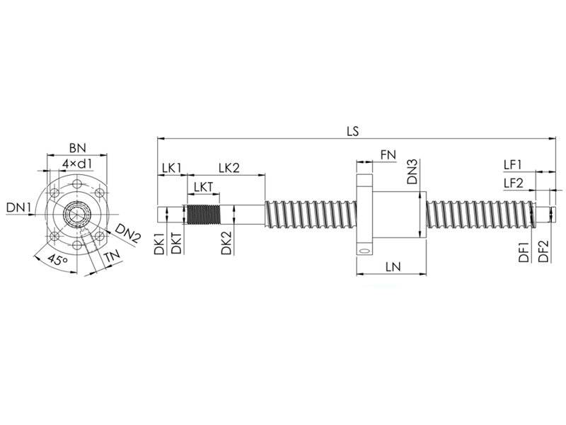 Kugelumlaufspindel 2010-3 mit Kugelumlaufmutter, Länge 1200mm