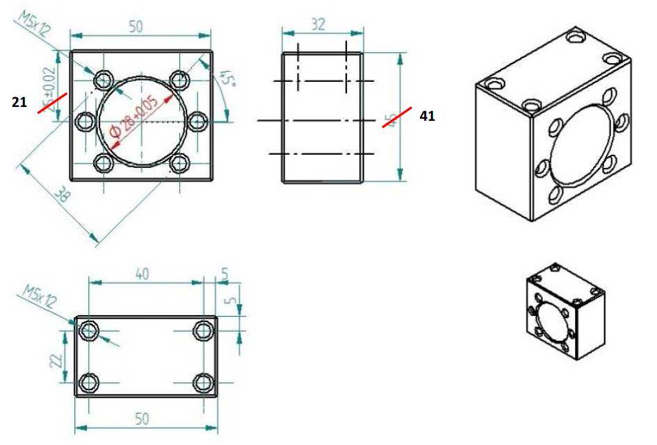 Spindelmuttergehäuse HSFU1605-DM für Kugelumlaufspindel SFU1605/SFU1610 Kugelumlauf - Spindel
