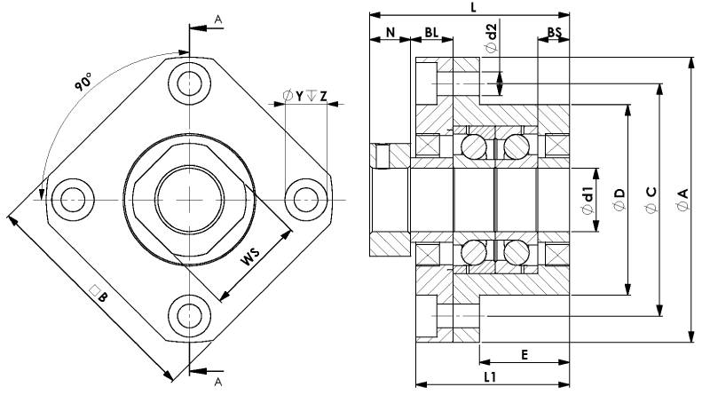 FK10 Festlager Flansch