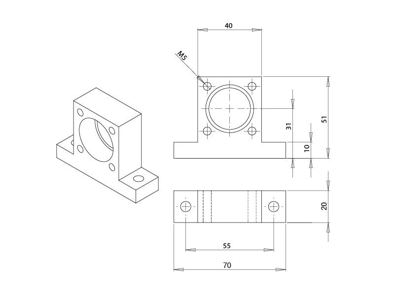 Festlagereinheit FLB20-3200 inkl. Motorhalter NEMA23 / Easy-Mechatronics - System 1620B
