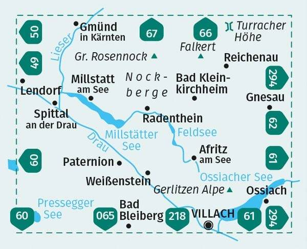 KOMPASS Wanderkarte 63 Millstätter See, Nockgebiet 1:50.000