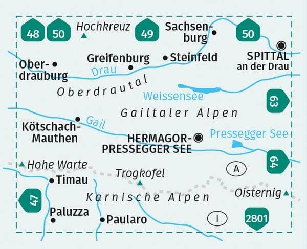 KOMPASS Wanderkarte 60 Gailtaler Alpen, Karnische Alpen, Oberdrautal 1:50.000
