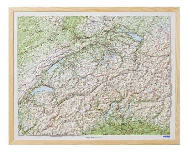 Kunststoffrelief Schweiz/Holzrahmen