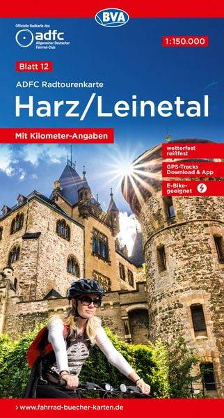 ADFC-Radtourenkarte 12 Harz /Leinetal 1:150.000, reiß- und wetterfest, E-Bike ge