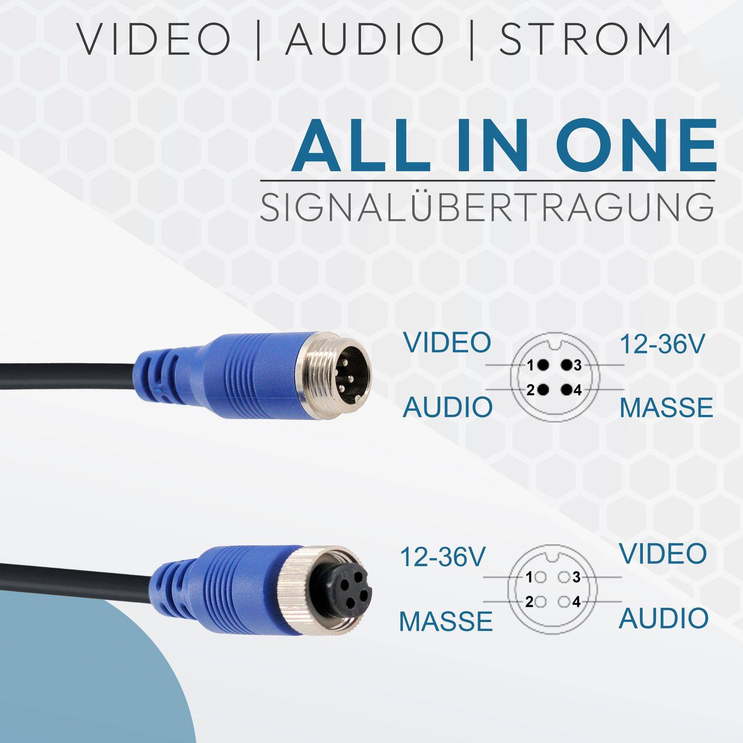 VSG24 Verlängerungskabel ELITE | 4-PIN für Rückfahrkameras | 1.5 Meter