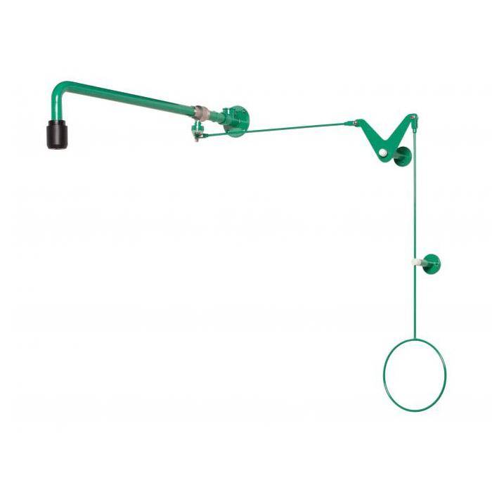 Körper-Notdusche - mit Zugstangen-Umlenkung - Über-Tür-Montage Aufputz - 50 l/min.