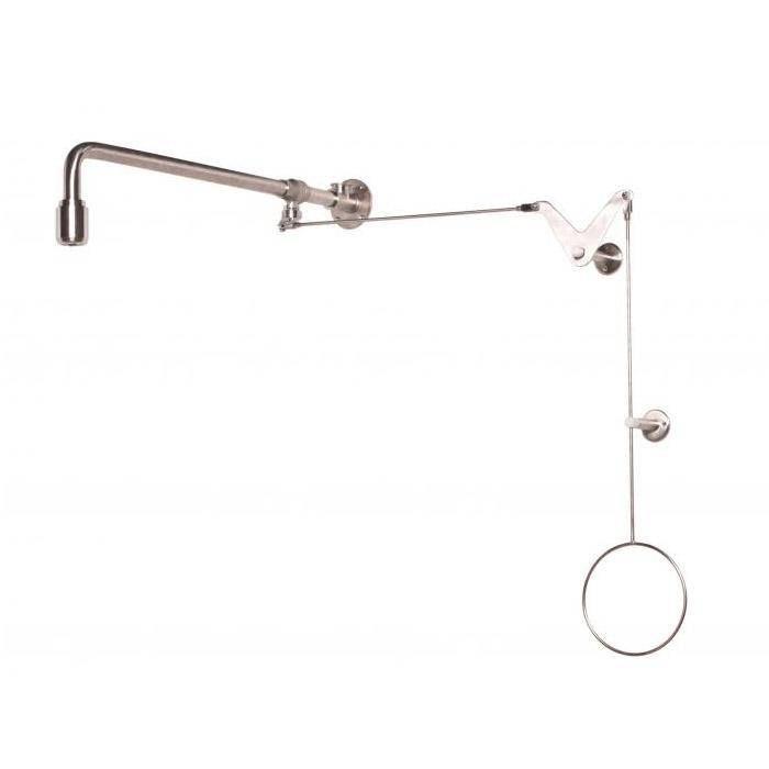 Körper-Notdusche - mit Zugstangen-Umlenkung - für Über-Tür-Montage Aufputz - Edelstahl