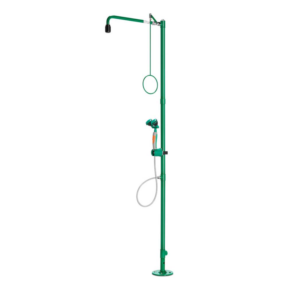 Körper-Notdusche - ClassicLine - mit Hand-Augendusche mit zwei Brauseköpfen 45° - Edelstahl, Kunststoff - Wasseranschluss 1 1/4-Zoll-IG - für Bode