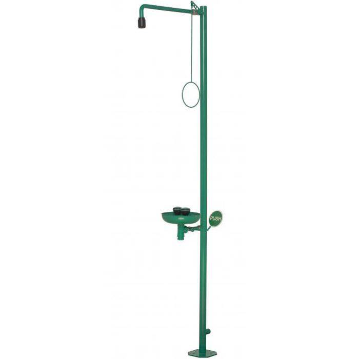 Körper-Notdusche mit Augendusche und Becken - Edelstahl - zur Bodenmontage