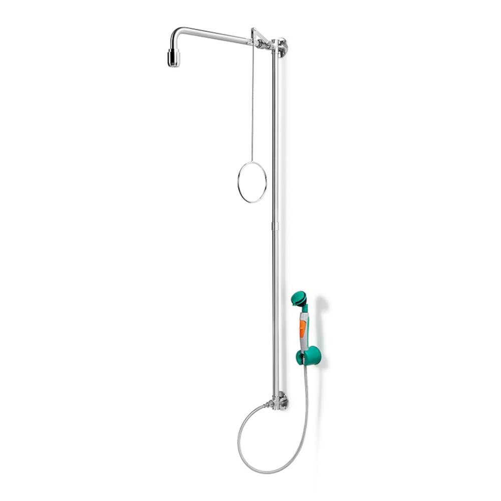 Notduschkombination - PremiumLine - Edelstahl poliert - mit Hand-Augendusche - für Wandmontage Aufputz