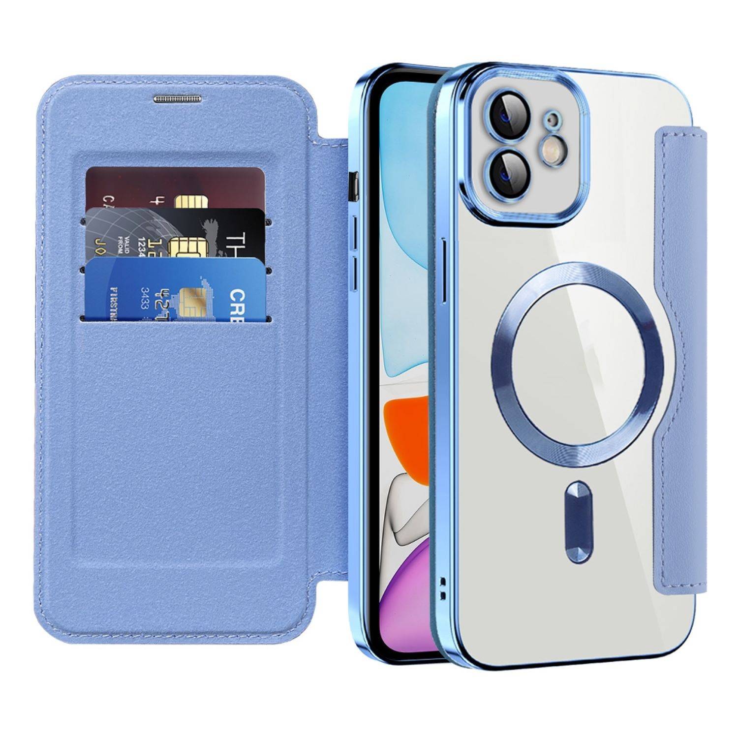 Für Apple iPhone 15 Plus 360 Grad Full Magsafe Anti Datenklau Etui Cover Rosa