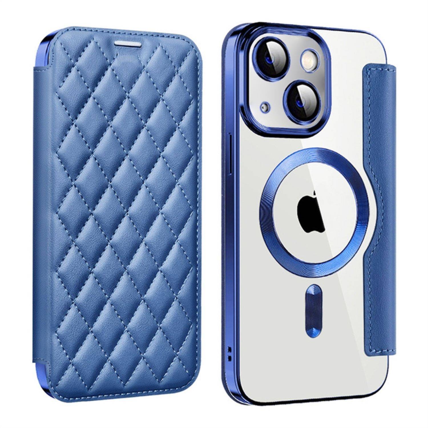 Für Apple iPhone 15 Plus 360 Grad Full Magsafe Anti Datenklau Etui Cover Dunkelblau