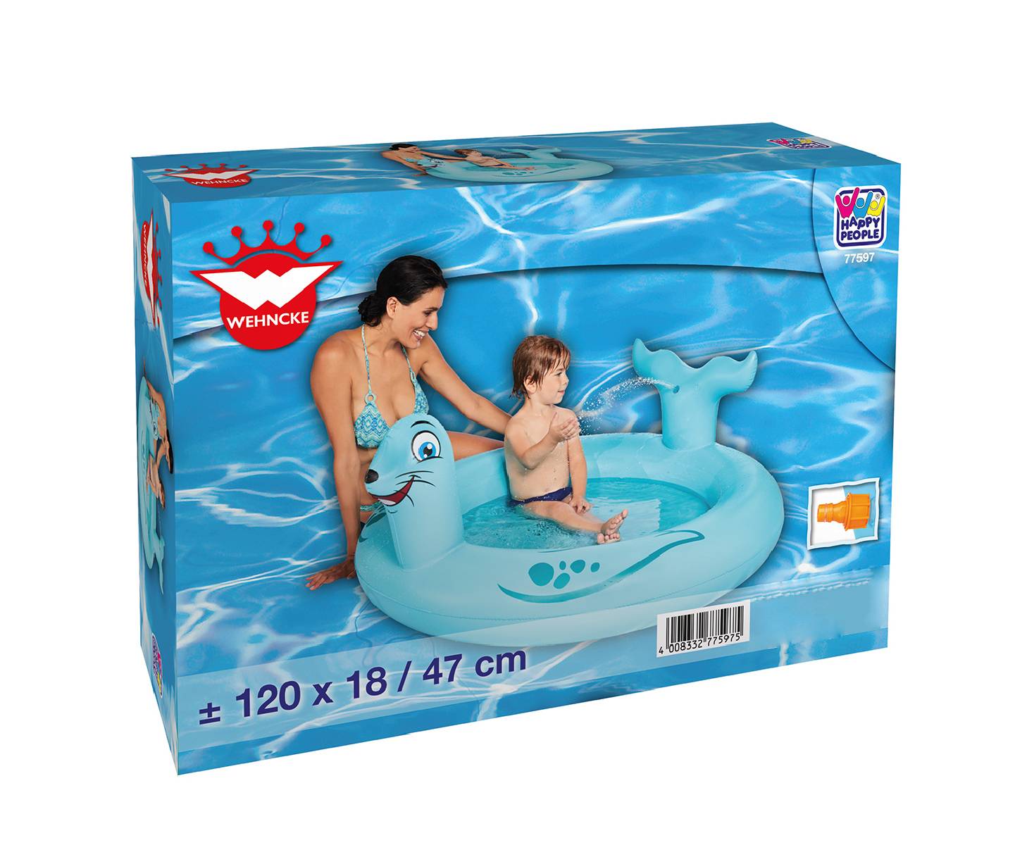 Happy People - Planschbecken - Seelöwe (mit Sprühfunktion, 122x18x47cm) Babypool Pool