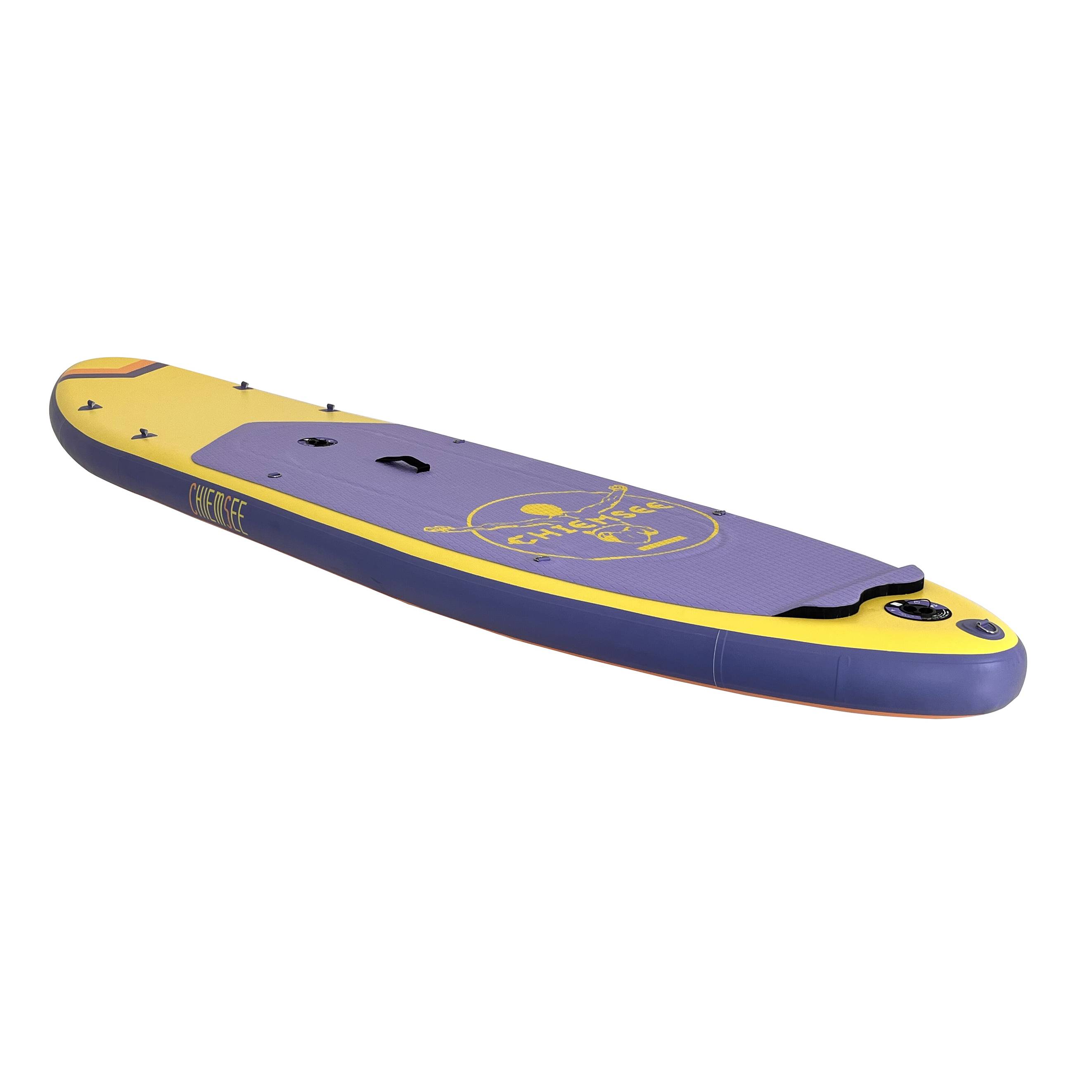 Chiemsee - SUP-Set inkl. Board, Paddel, Pumpe, Leash & Rucksack (gelb/lila) Stand-Up Paddle
