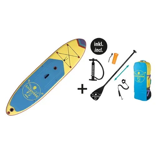 Chiemsee - SUP-Set inkl. Board, Paddel, Pumpe, Leash & Rucksack (gelb/blau) Stand-Up Paddle Chiemsee - SUP-Set inkl. Board, Paddel, Pumpe, Leash & Rucksack (gelb/blau) Stand-Up Paddle