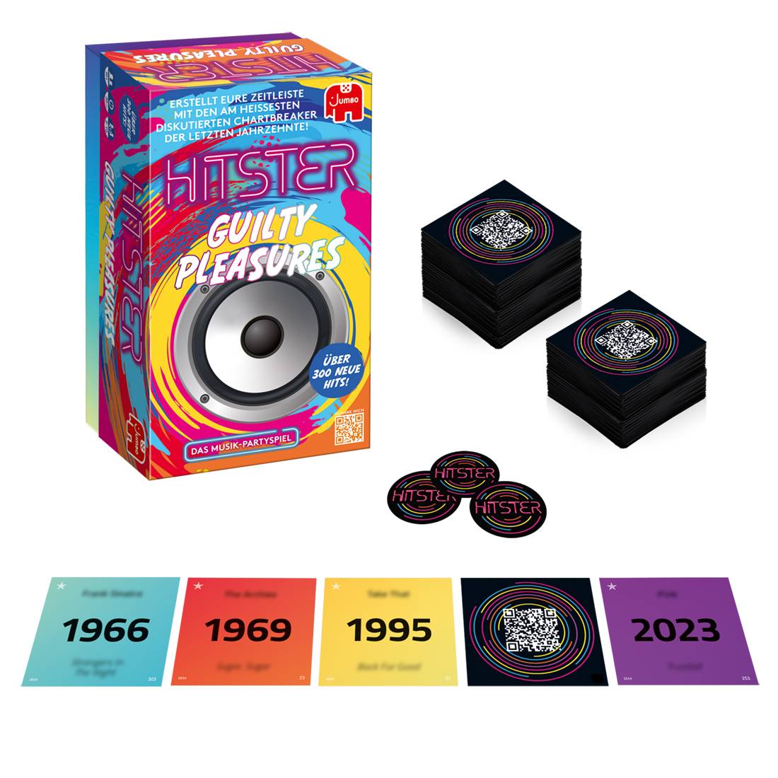 Jumbo Spiele 1110100378 Hitster – Guilty Pleasures, Partyspiel