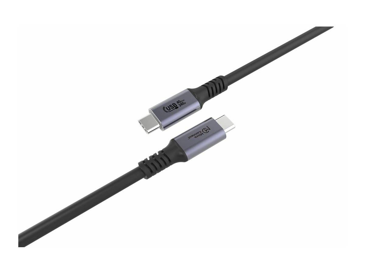 Ein schwarzes USB-C zu USB-C Kabel, gekennzeichnet mit 'USB 3.2' und '10Gbps', was auf eine Hochgeschwindigkeits-Datenübertragungsfähigkeit hinweist.