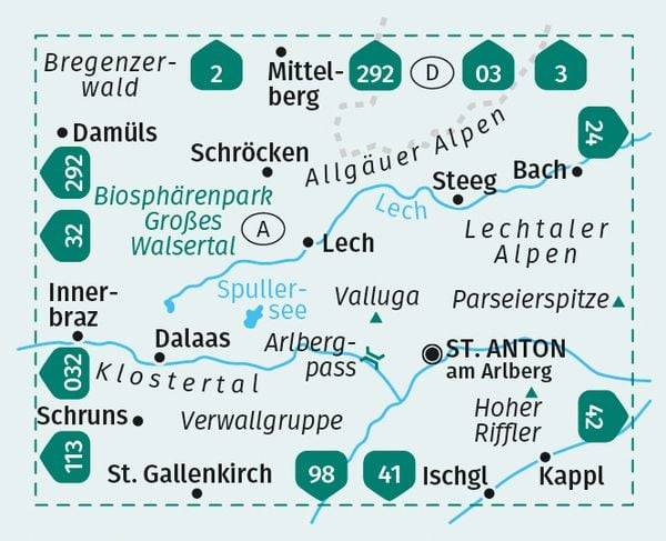 KOMPASS Wanderkarte 33 Arlberg, Verwallgruppe 1:50.000