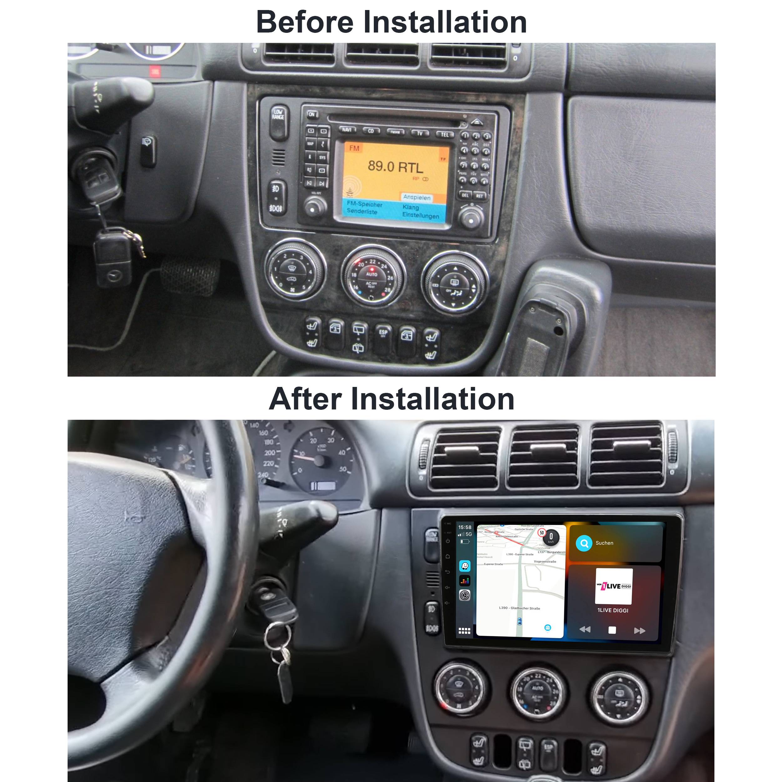 Für Mercedes ML W163 Klimaautomatik 9" Touch Android Autoradio GPS Navi CarPlay