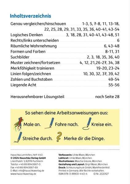 Mein Übungsheft Konzentration - Schulanfang: Wahrnehmung, logisches Denken