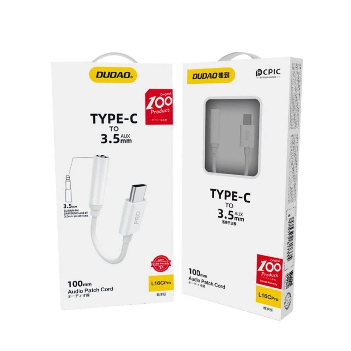 Dudao Audio-Adapter Kopfhörer-Adapter USB Typ C Mini-Klinke 3,5 mm weiß L16CPro