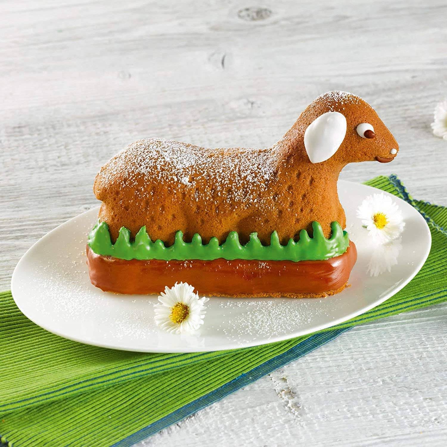 ORIGINAL KAISER 2-tlg. Osterbackformen Set Osterlamm 2.0 mit Silikonklammern und Hase - Backformen für Ostern 700 und 500 ml - 3D Kuchenform