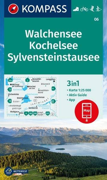 KOMPASS Wanderkarte 06 Walchensee, Kochelsee, Sylvensteinstausee 1:25.000