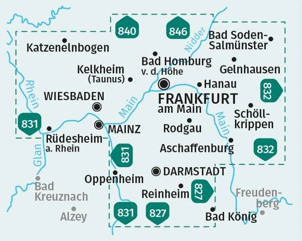 KOMPASS Wanderkarten-Set 828 Frankfurt u.Umgebung (2 Karten) 1:50.000