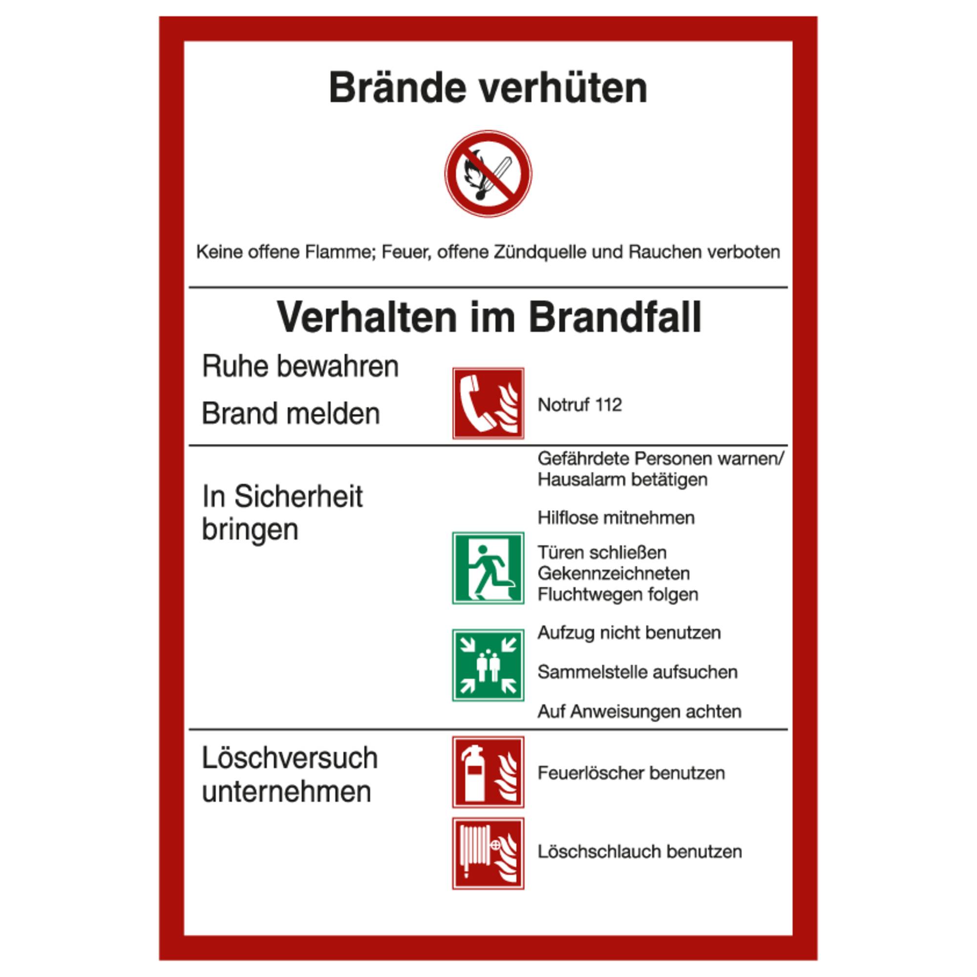 Marahrens Hinweisschild Brände verhüten K160.02.208 DIN14096