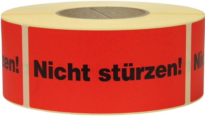 Warnetiketten Maße 145x70mm Papier rot Nicht stürzen TRANSPAK