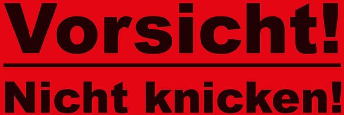 Warnetiketten Maße 145x70mm Papier rot Vorsicht Nicht knicken TRANSPAK