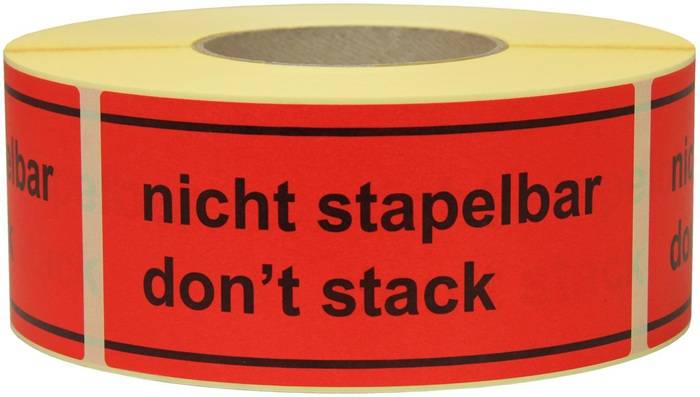 Warnetiketten Maße 145x70mm Papier rot nicht stapelbar don't stack TRANSPAK