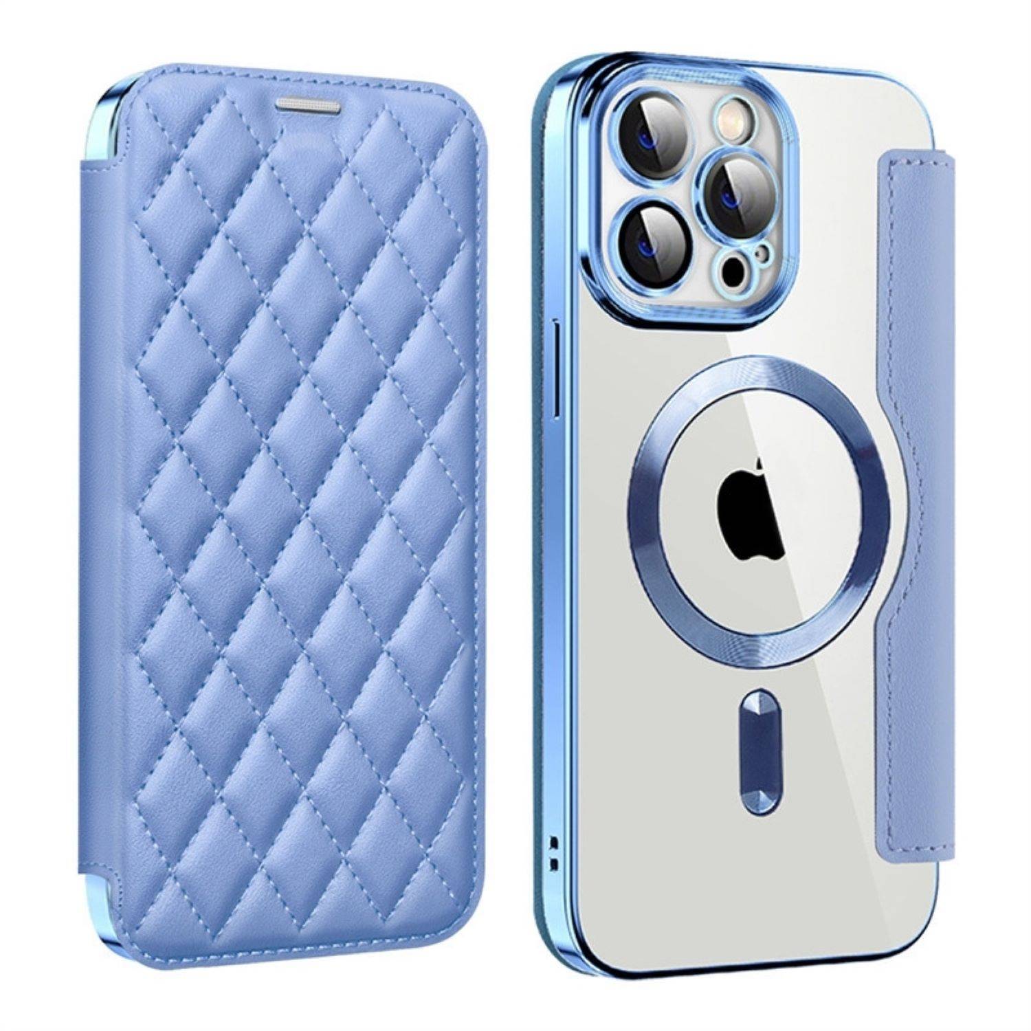 Für Apple iPhone 15 Pro Max 360 Grad Full Magsafe Anti Datenklau Etui Cover Hellblau